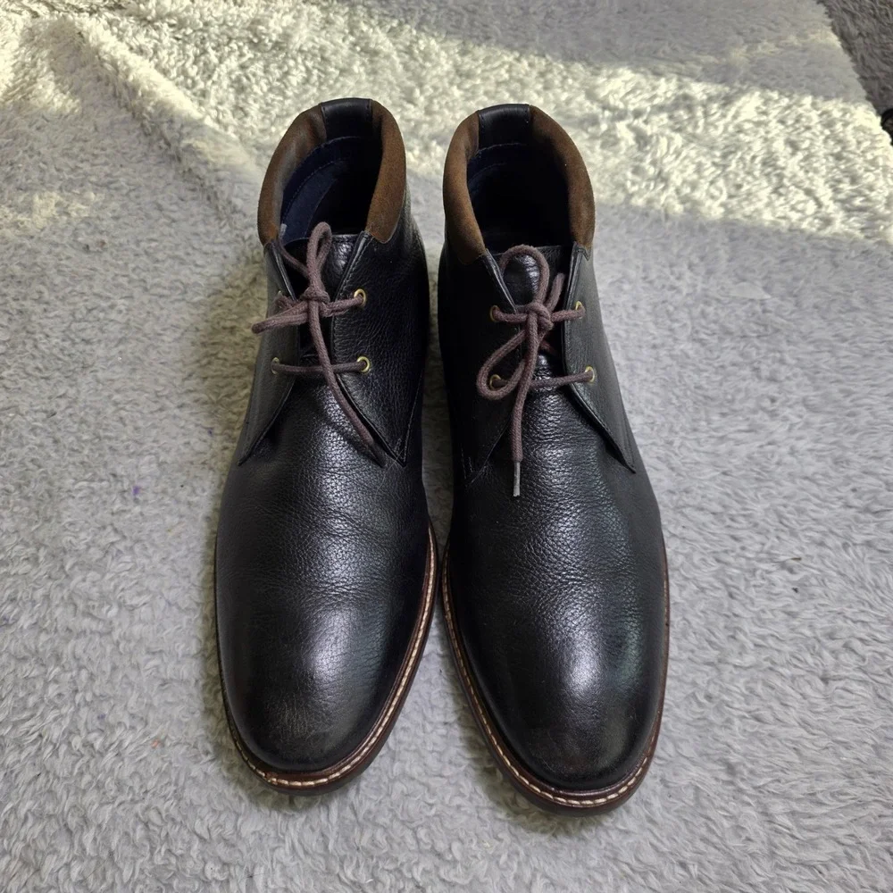 Cole Haan Watson‎ Chukka Boots Black Pebbled Leather Grand.OS Mens 11 Excellent